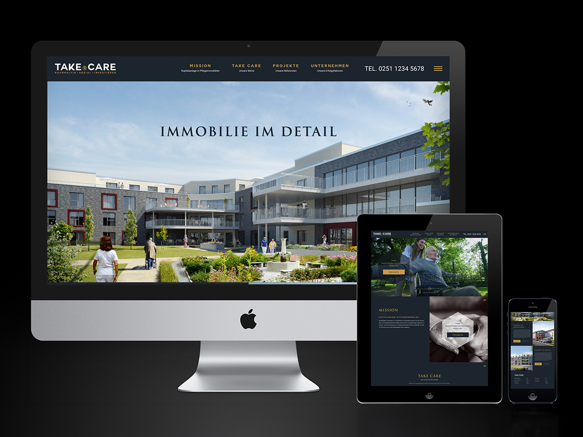 TakeCare - Pflegeimmobilien als Investment | Text Design Matthias Ammon